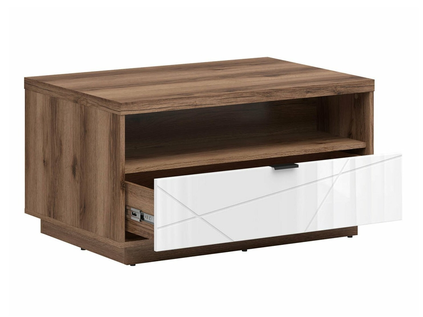 Stočić za kafu Fivale 117 (Tamni Delano hrast + Sjajno belo)