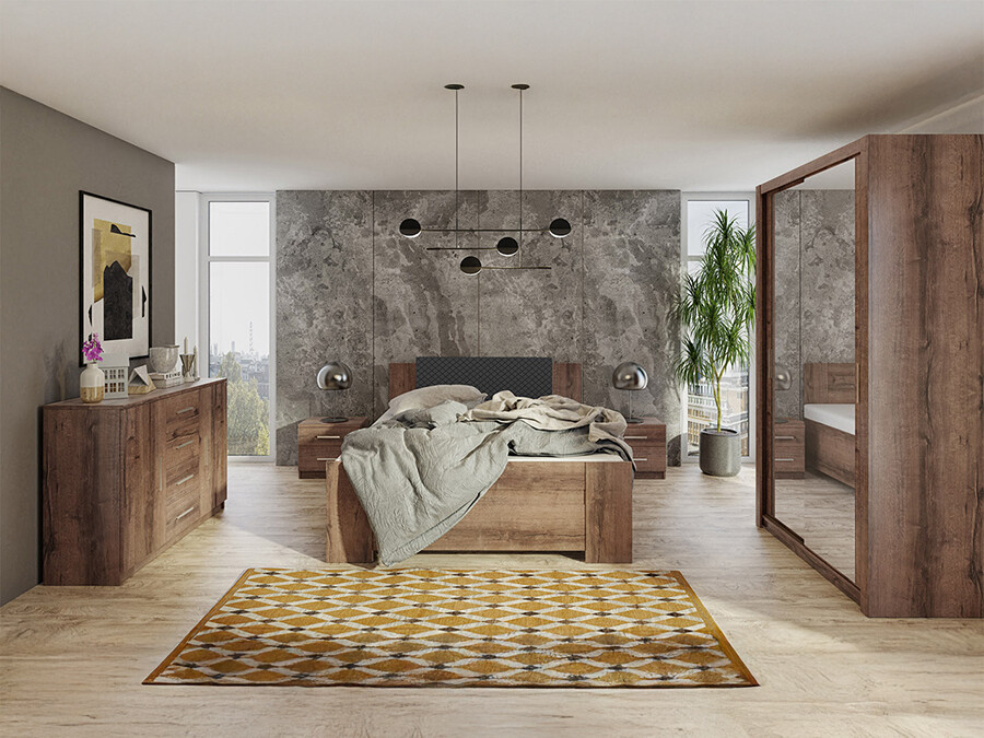 Set spavaća soba Catromi 112 (Manastirski hrast + Soft Pik 011)