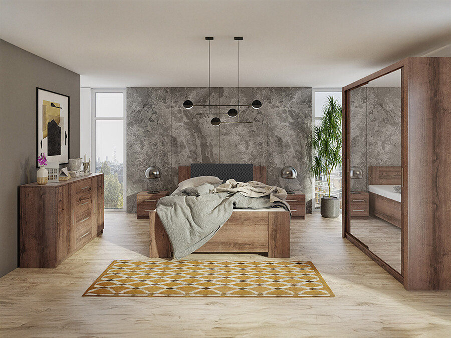 Set spavaća soba Catromi 113 (Manastirski hrast + Soft Pik 011)