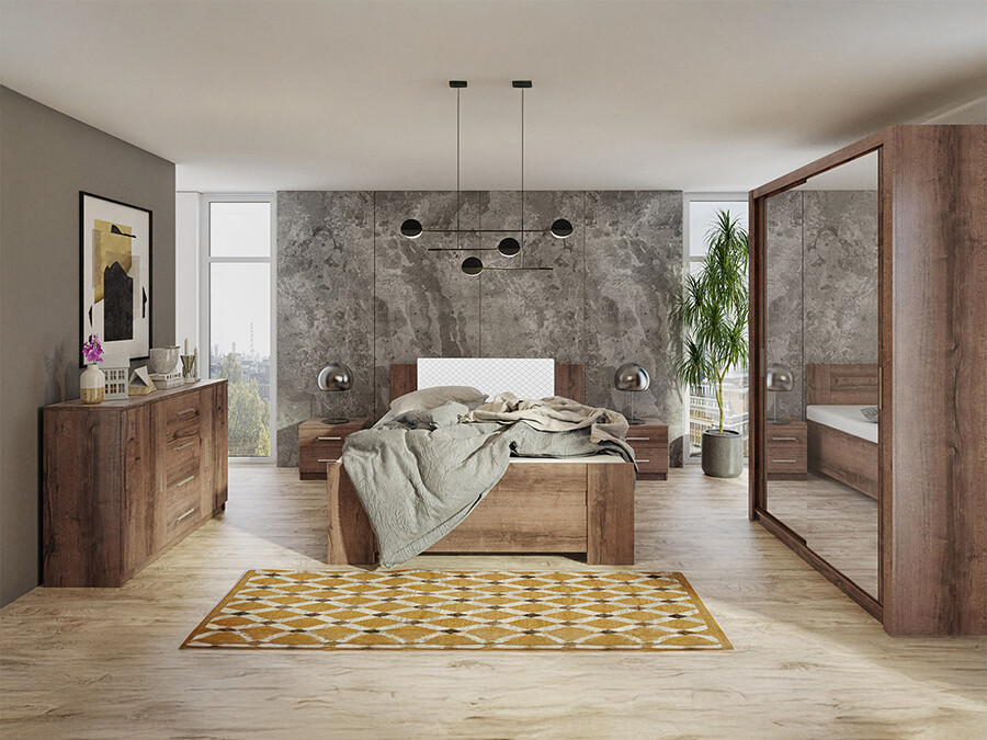 Set spavaća soba Catromi 113 (Manastirski hrast + Soft Pik 017)