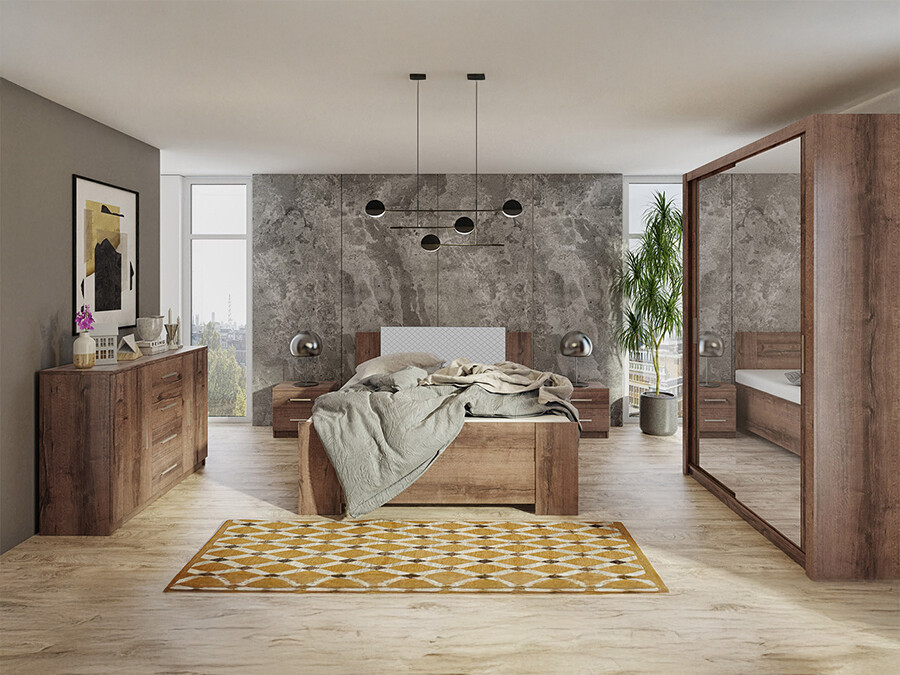 Set spavaća soba Catromi 113 (Manastirski hrast + Soft Pik 029)