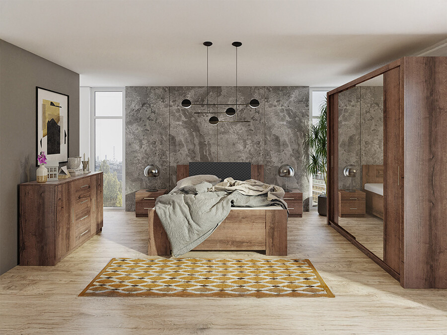 Set spavaća soba Catromi 114 (Manastirski hrast + Soft Pik 011)