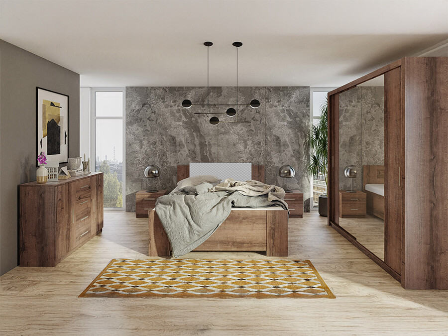 Set spavaća soba Catromi 114 (Manastirski hrast + Soft Pik 029)