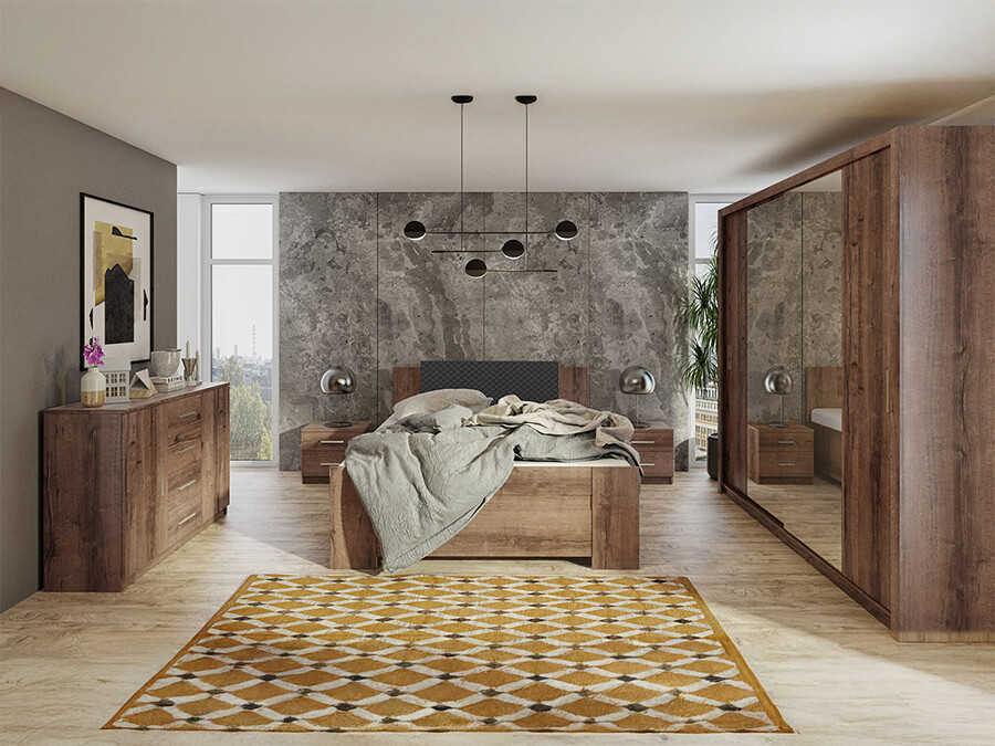 Set spavaća soba Catromi 115 (Manastirski hrast + Soft Pik 011)