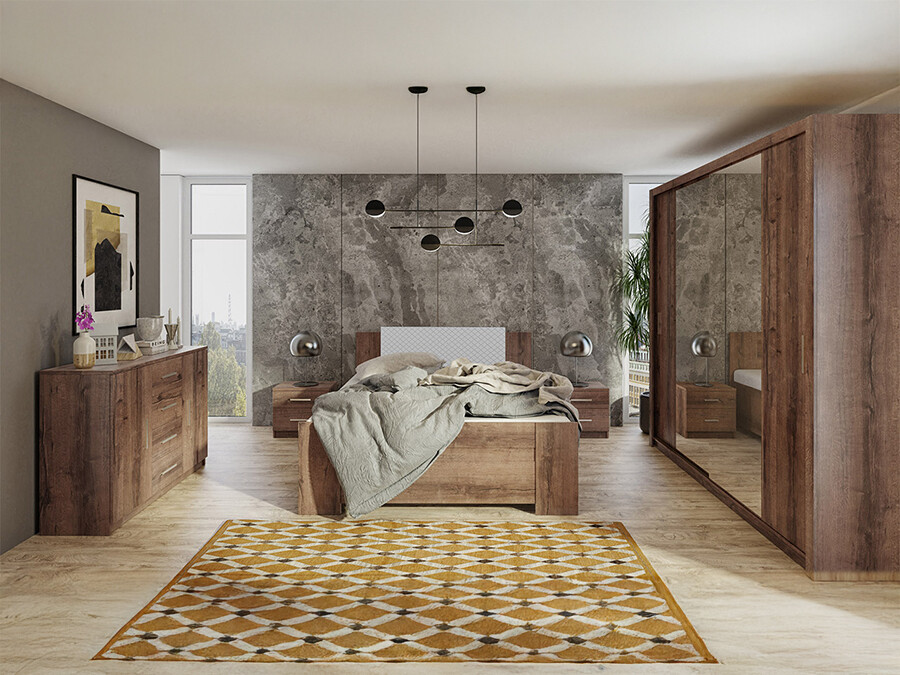 Set spavaća soba Catromi 115 (Manastirski hrast + Soft Pik 029)