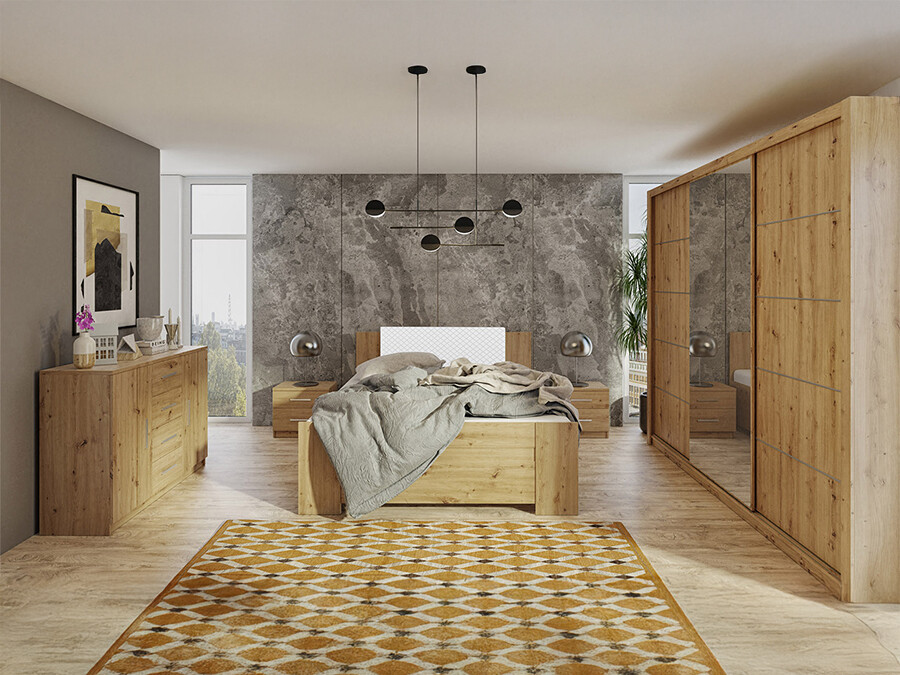 Set spavaća soba Catromi 116 (Artisan hrast + Soft Pik 017)