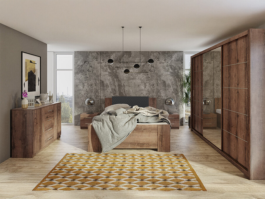 Set spavaća soba Catromi 116 (Manastirski hrast + Soft Pik 011)