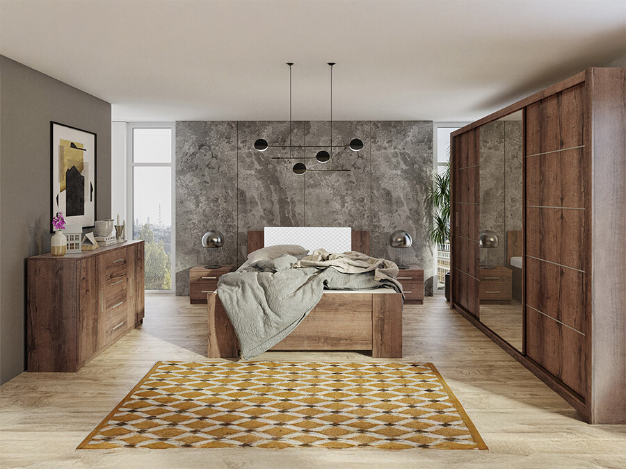 Set spavaća soba Catromi 116 (Manastirski hrast + Soft Pik 017)
