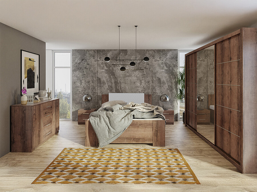 Set spavaća soba Catromi 116 (Manastirski hrast + Soft Pik 029)