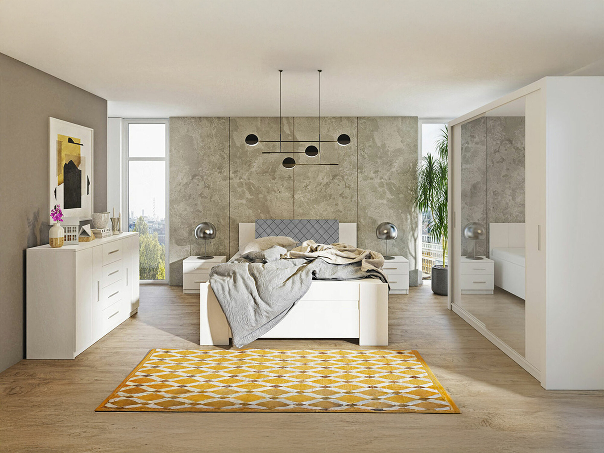 Set spavaća soba Catromi 121 (Belo + Soft Pik 029)