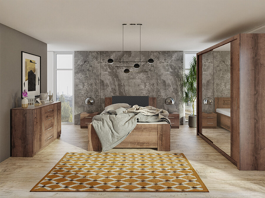 Set spavaća soba Catromi 121 (Manastirski hrast + Soft Pik 011)