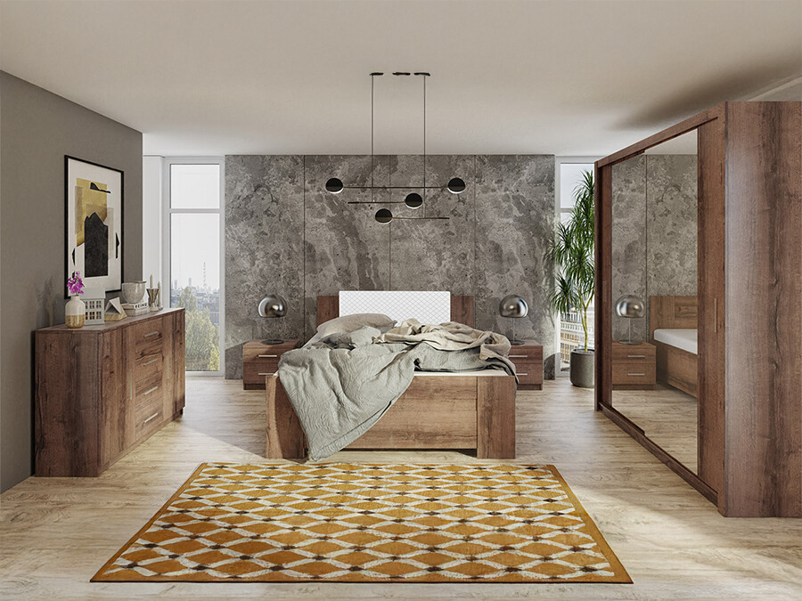 Set spavaća soba Catromi 121 (Manastirski hrast + Soft Pik 017)