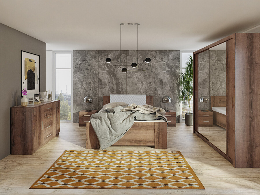 Set spavaća soba Catromi 121 (Manastirski hrast + Soft Pik 029)