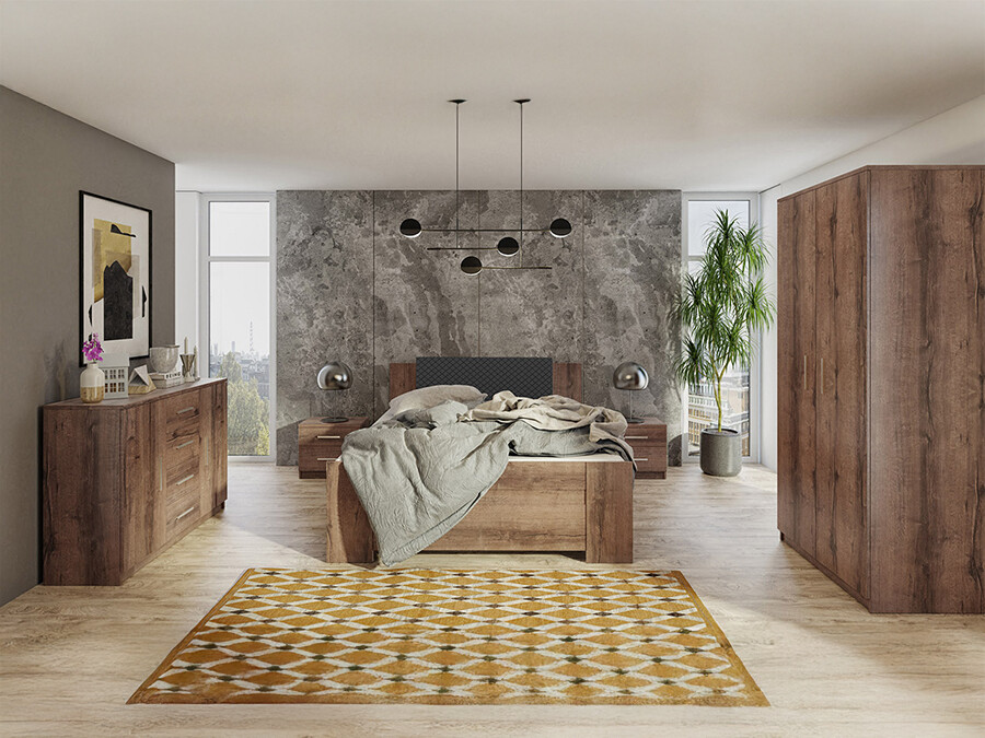 Set spavaća soba Catromi 122 (Manastirski hrast + Soft Pik 011)