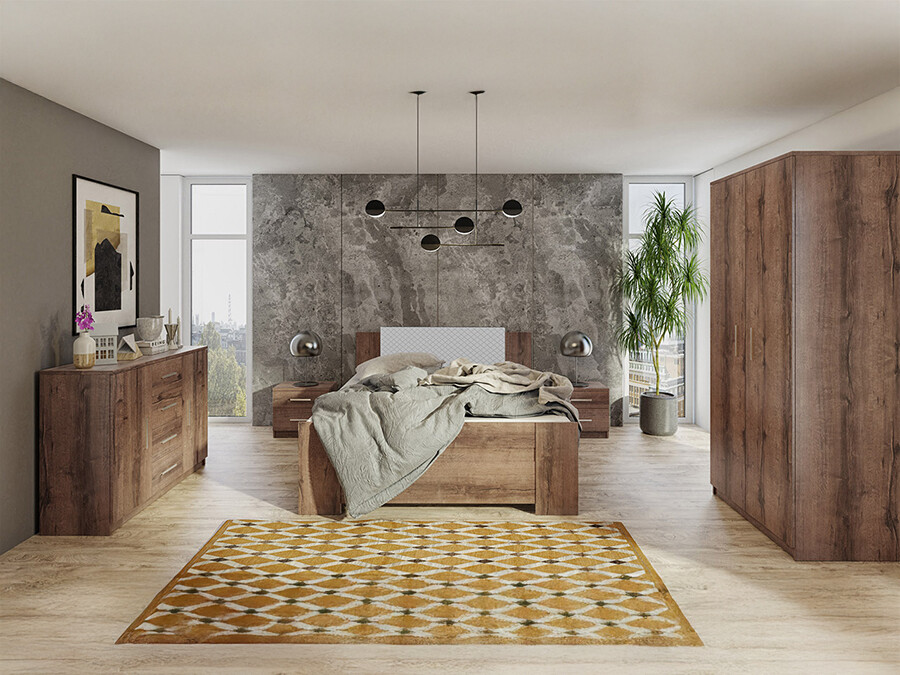 Set spavaća soba Catromi 122 (Manastirski hrast + Soft Pik 029)