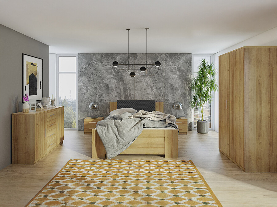 Set spavaća soba Catromi 122 (Zanatski hrast + Soft Pik 011)