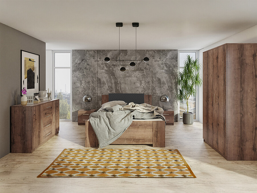 Set spavaća soba Catromi 123 (Manastirski hrast + Soft Pik 011)