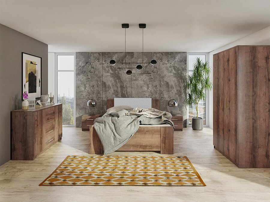 Set spavaća soba Catromi 123 (Manastirski hrast + Soft Pik 029)