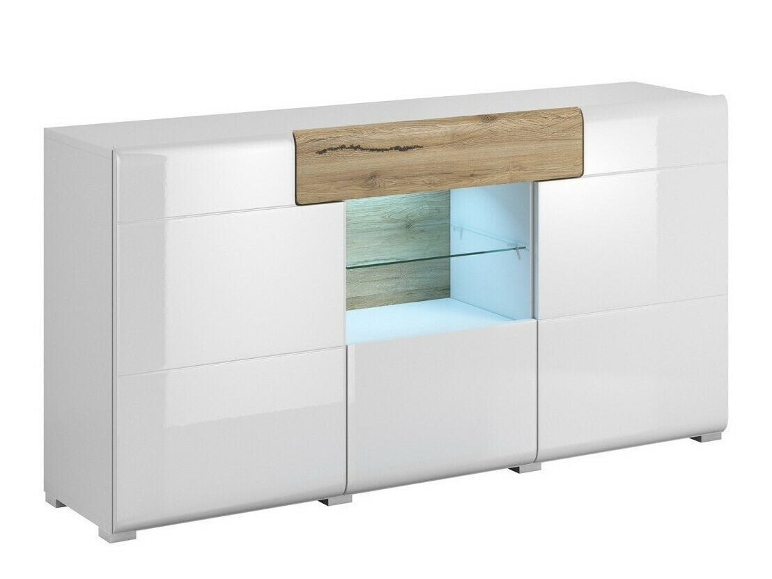 Komoda Torsone 108 (Belo + Sjajno belo + Hrast San Remo)