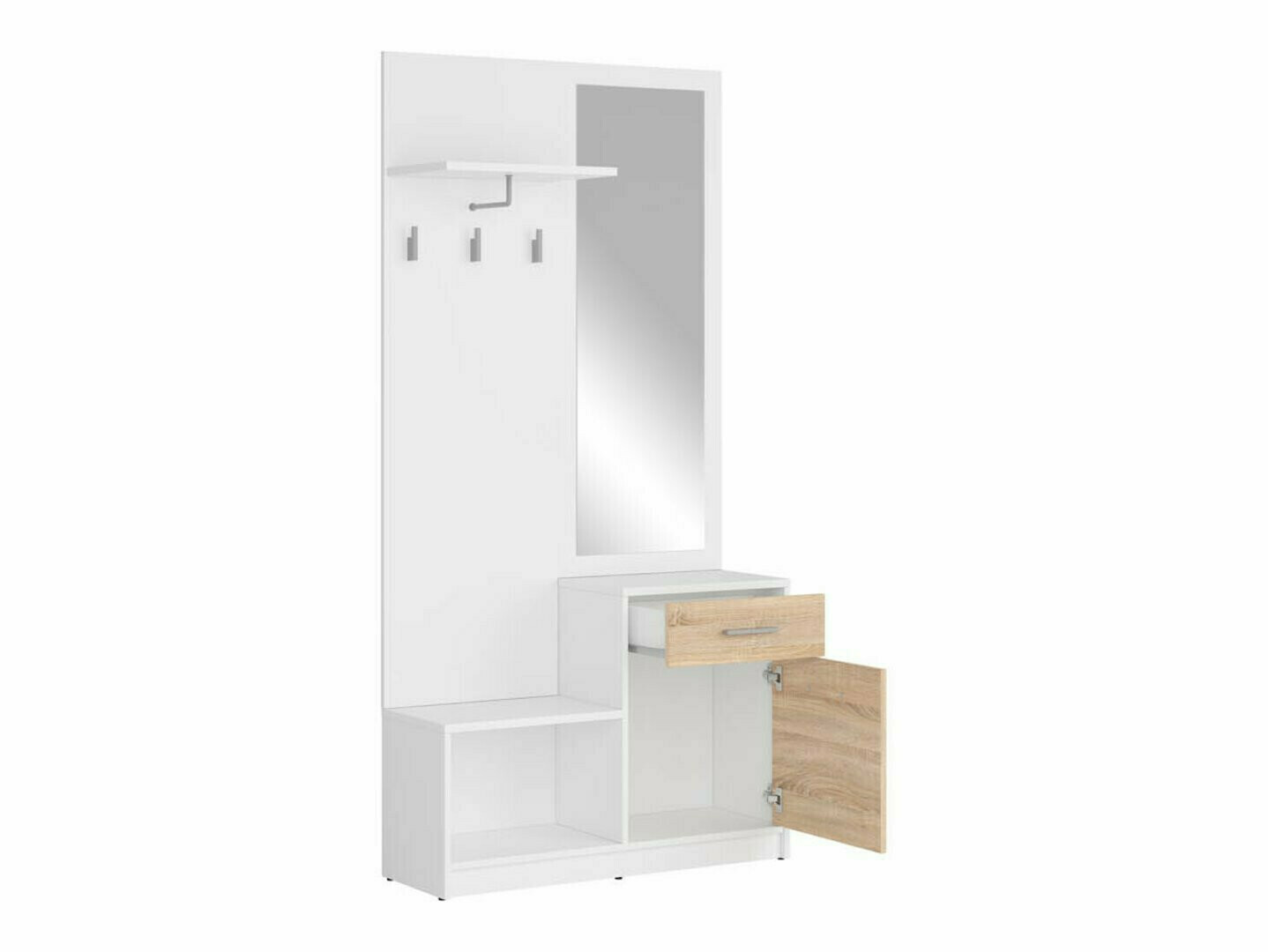 Set za hodnik Novsore 145 (Belo + Sonoma hrast)