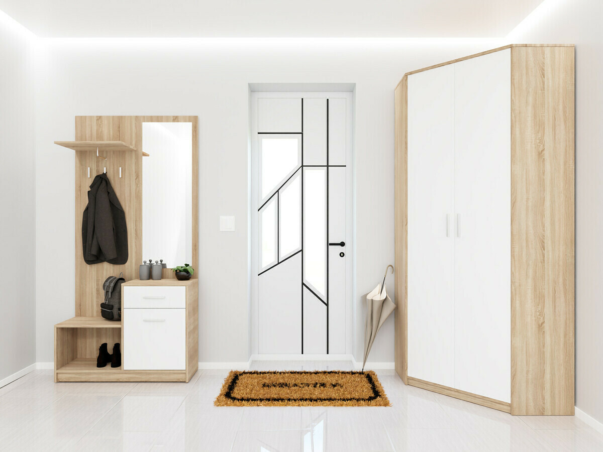 Set za hodnik Novsore 145 (Sonoma hrast + Belo)