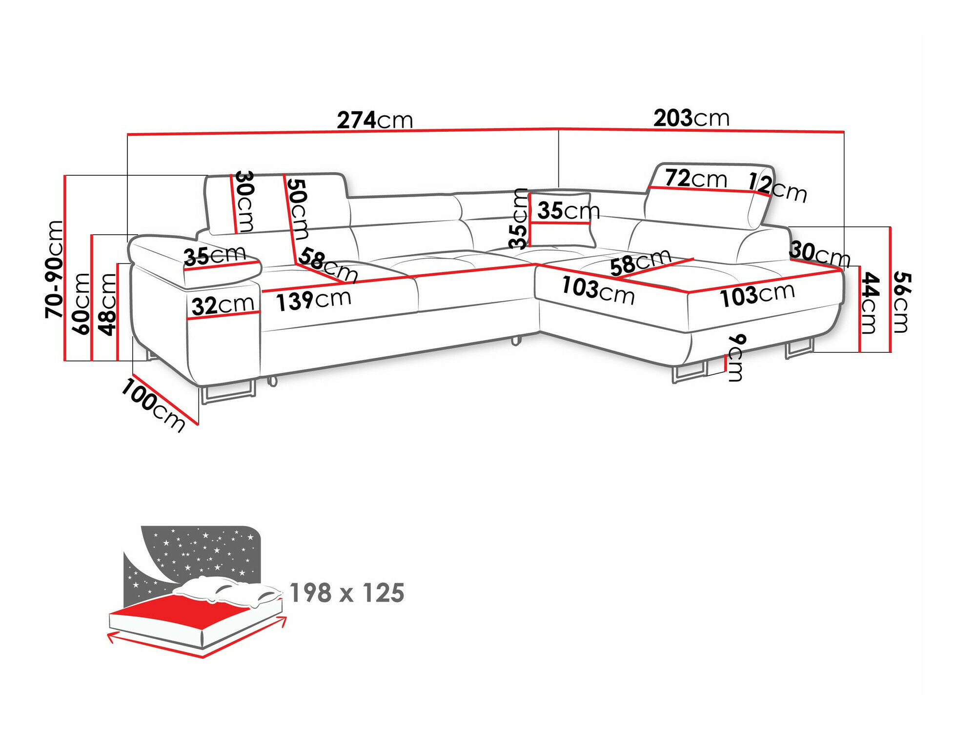Ugaona sofa Comfivo Eliferu 100 (Flow 06)
