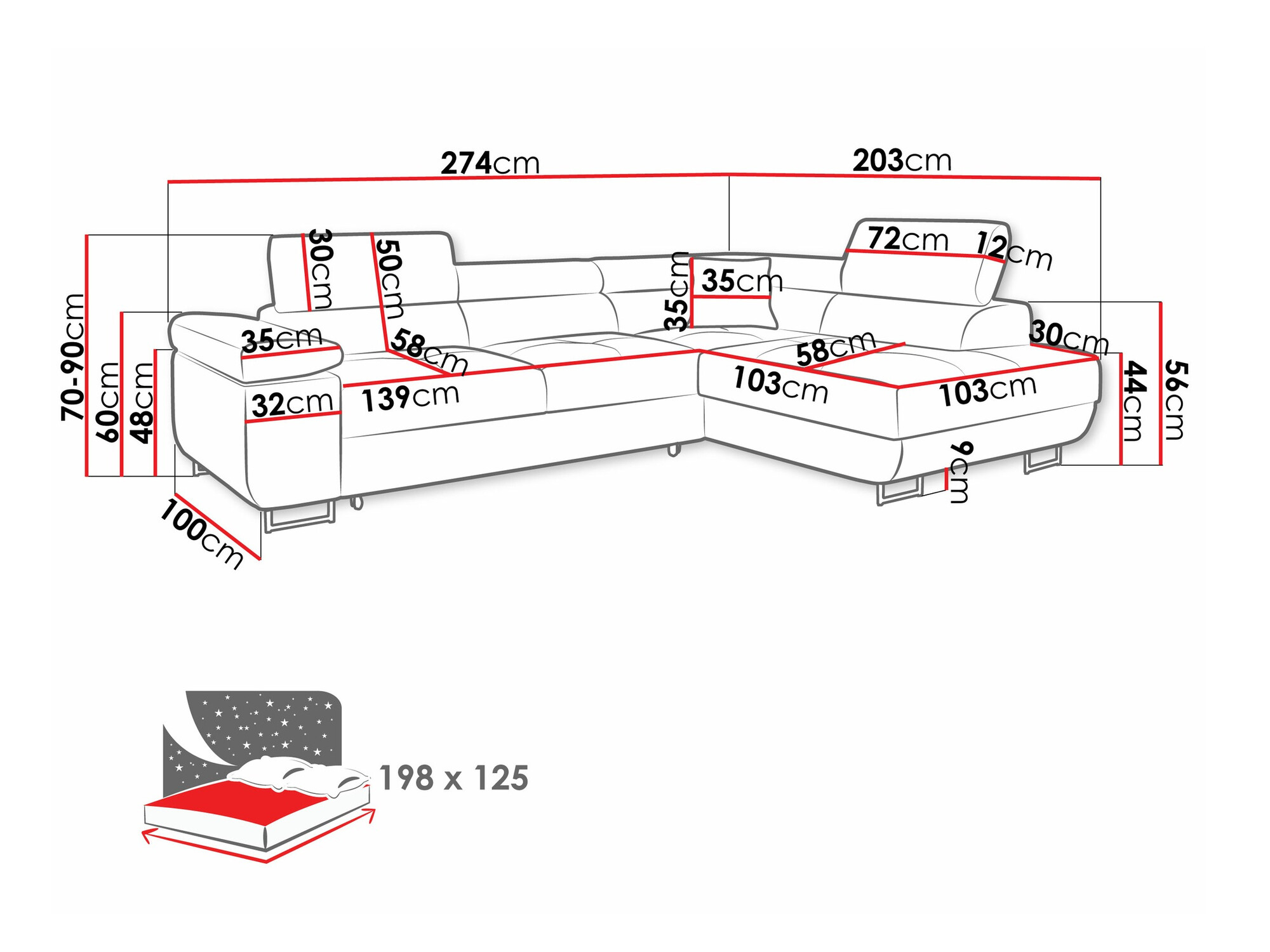 Ugaona sofa Comfivo Eliferu 100 (Manila 02)