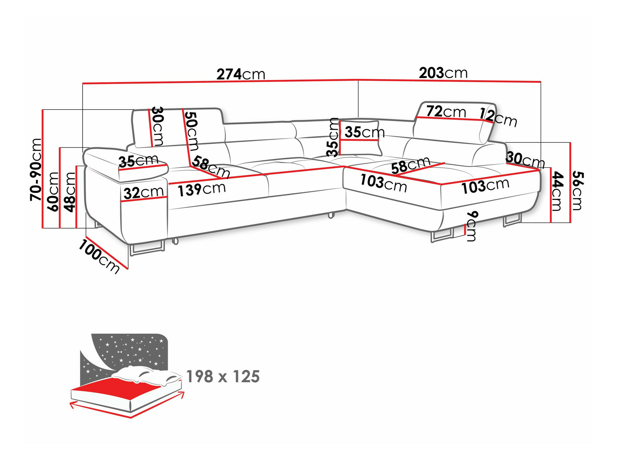 Ugaona sofa Comfivo Eliferu 100 (Manila 02)