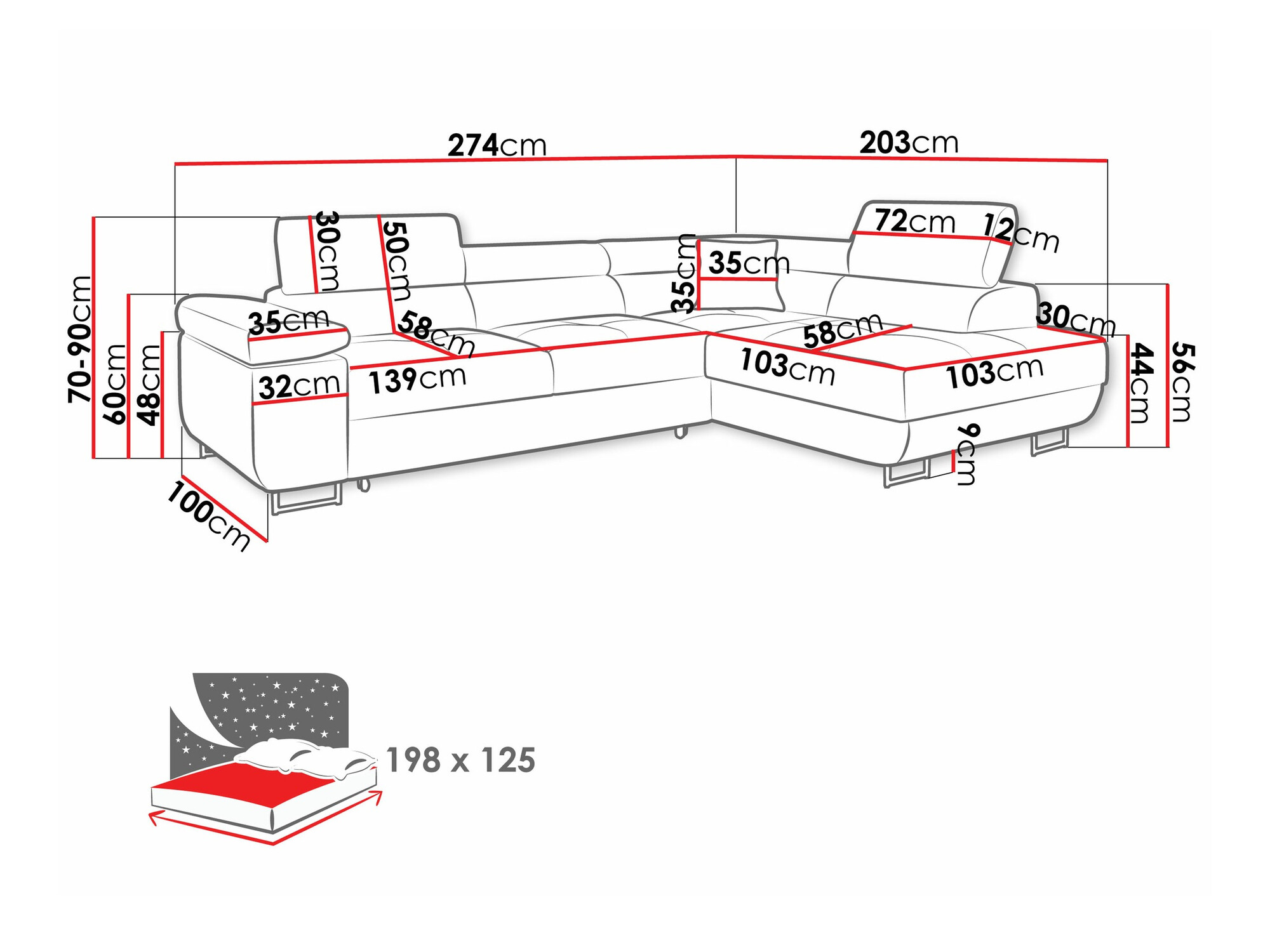 Ugaona sofa Comfivo Eliferu 100 (Manila 16)