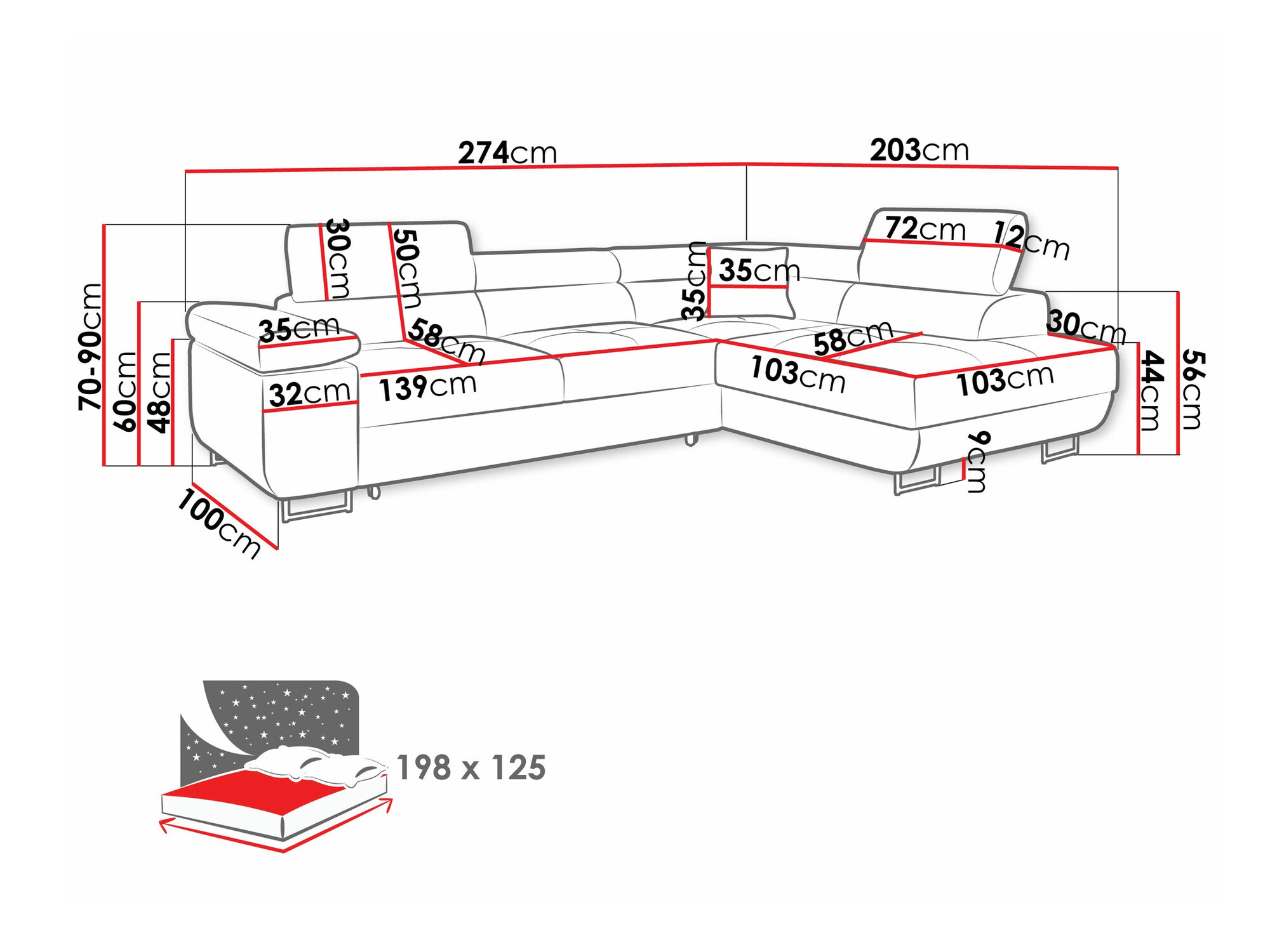 Ugaona sofa Comfivo Eliferu 100 (Manila 16)