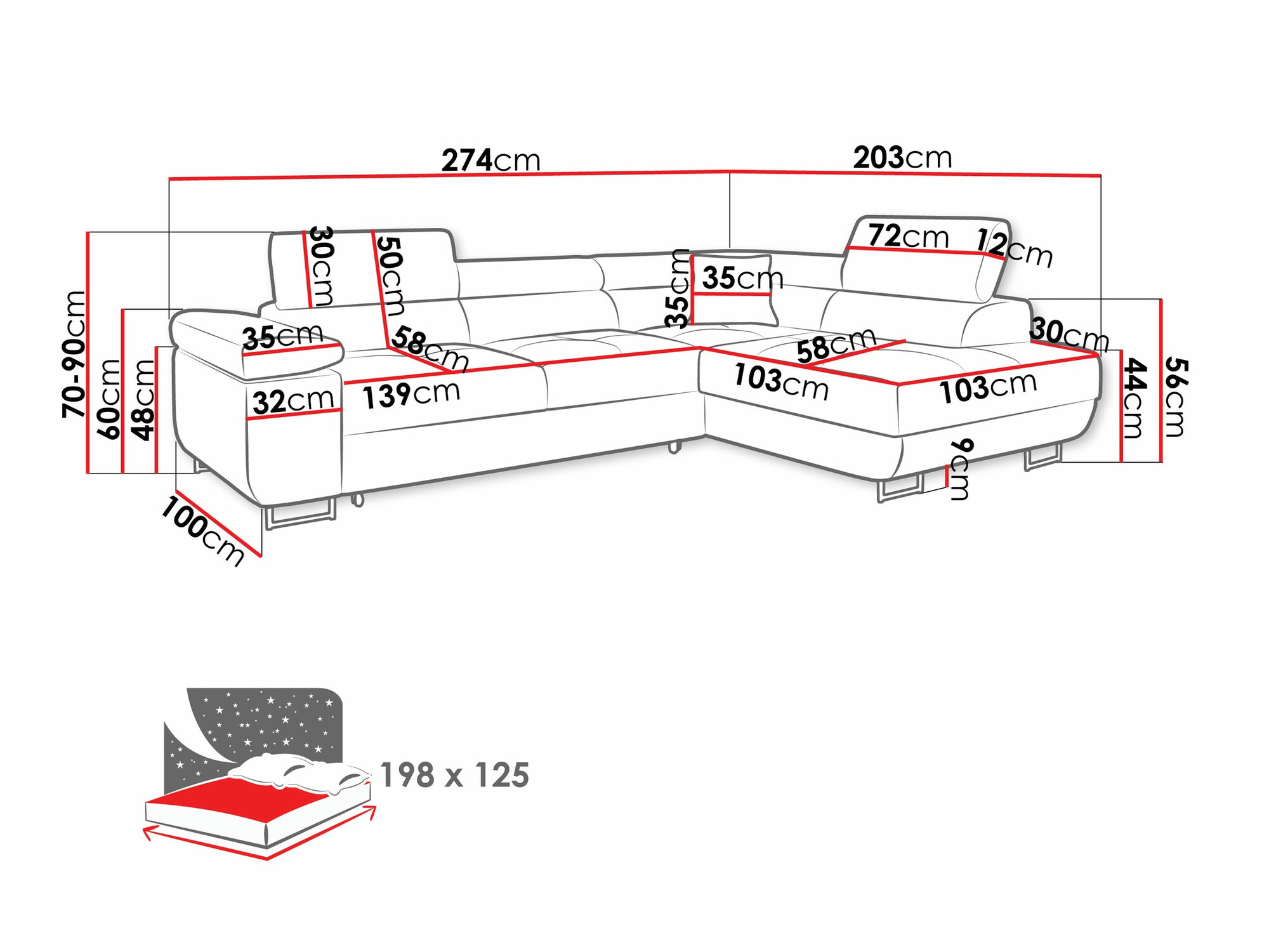 Ugaona sofa Comfivo Eliferu 100 (Manila 18)