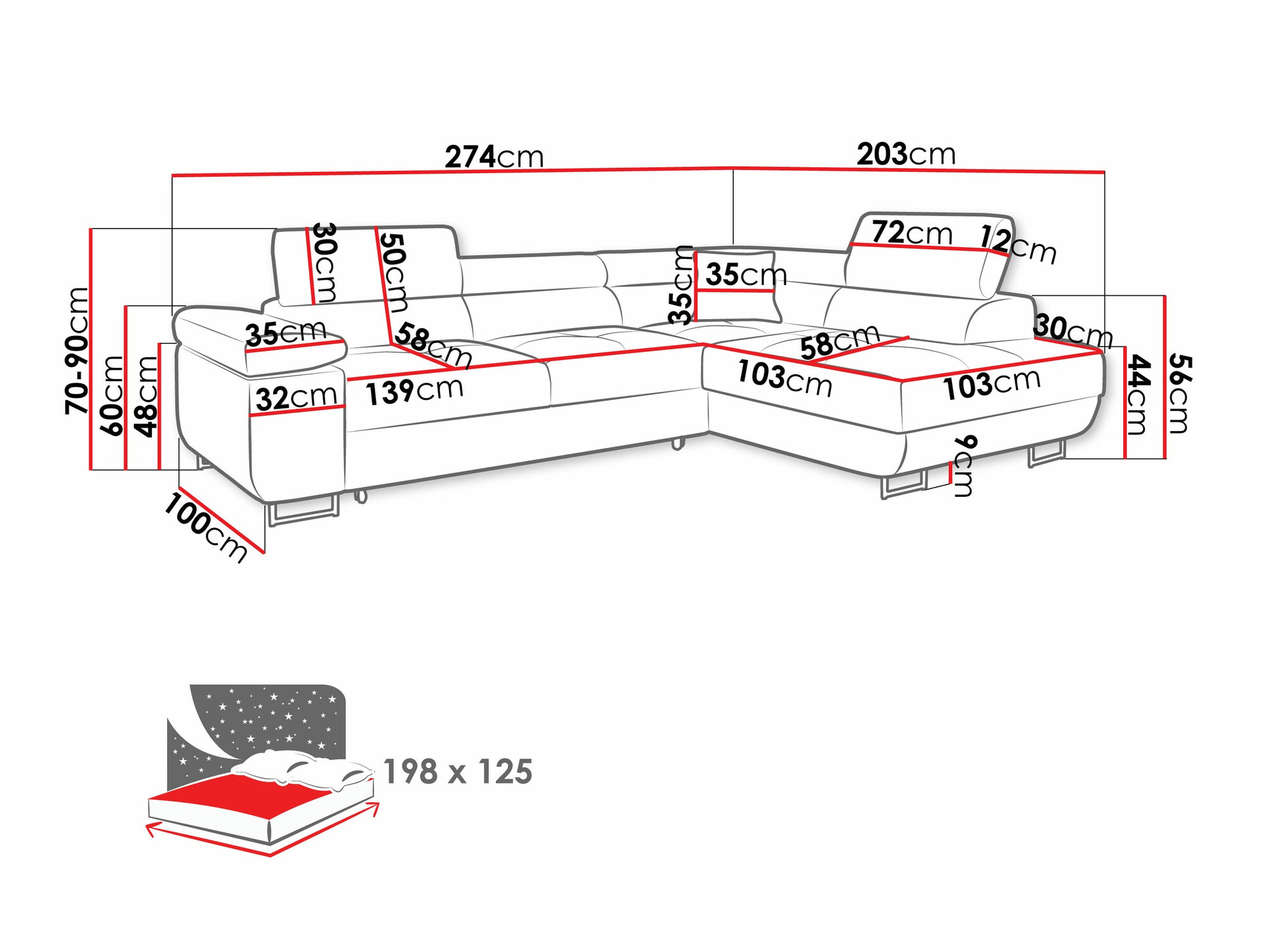Ugaona sofa Comfivo Eliferu 100 (Manila 35)