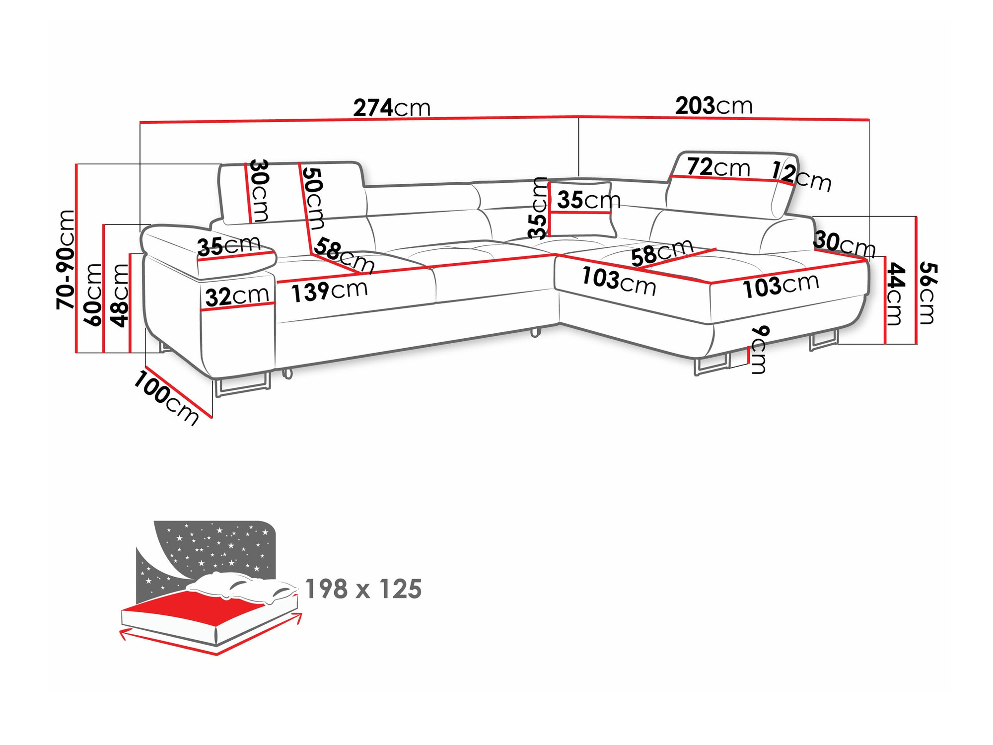 Ugaona sofa Comfivo Eliferu 100 (Manila 35)