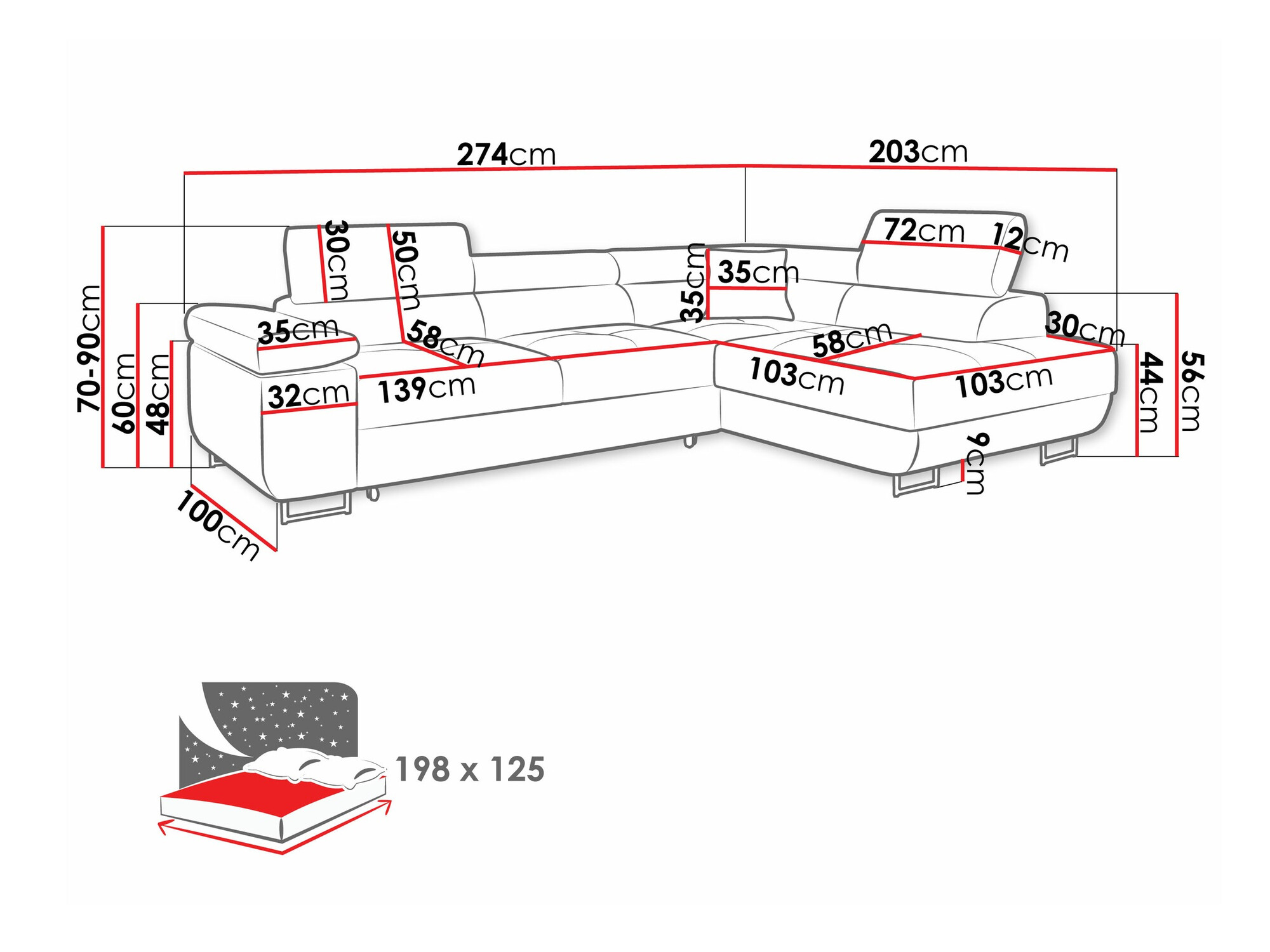 Ugaona sofa Comfivo Eliferu 100 (Poso 05)