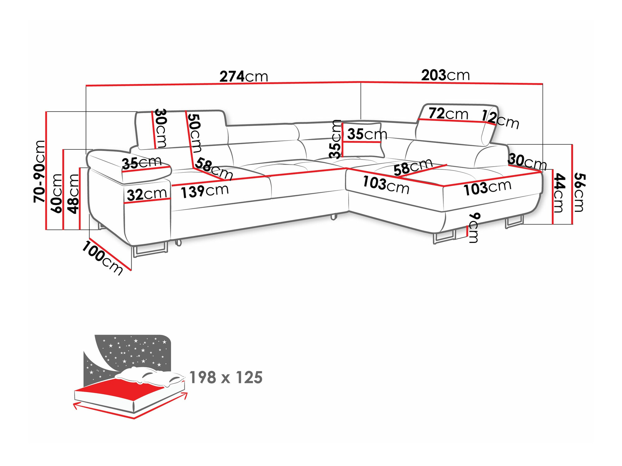 Ugaona sofa Comfivo Eliferu 100 (Poso 110)
