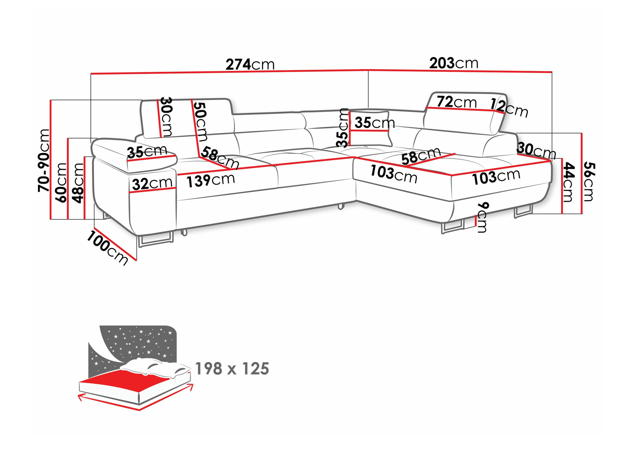 Ugaona sofa Comfivo Eliferu 100 (Poso 110)