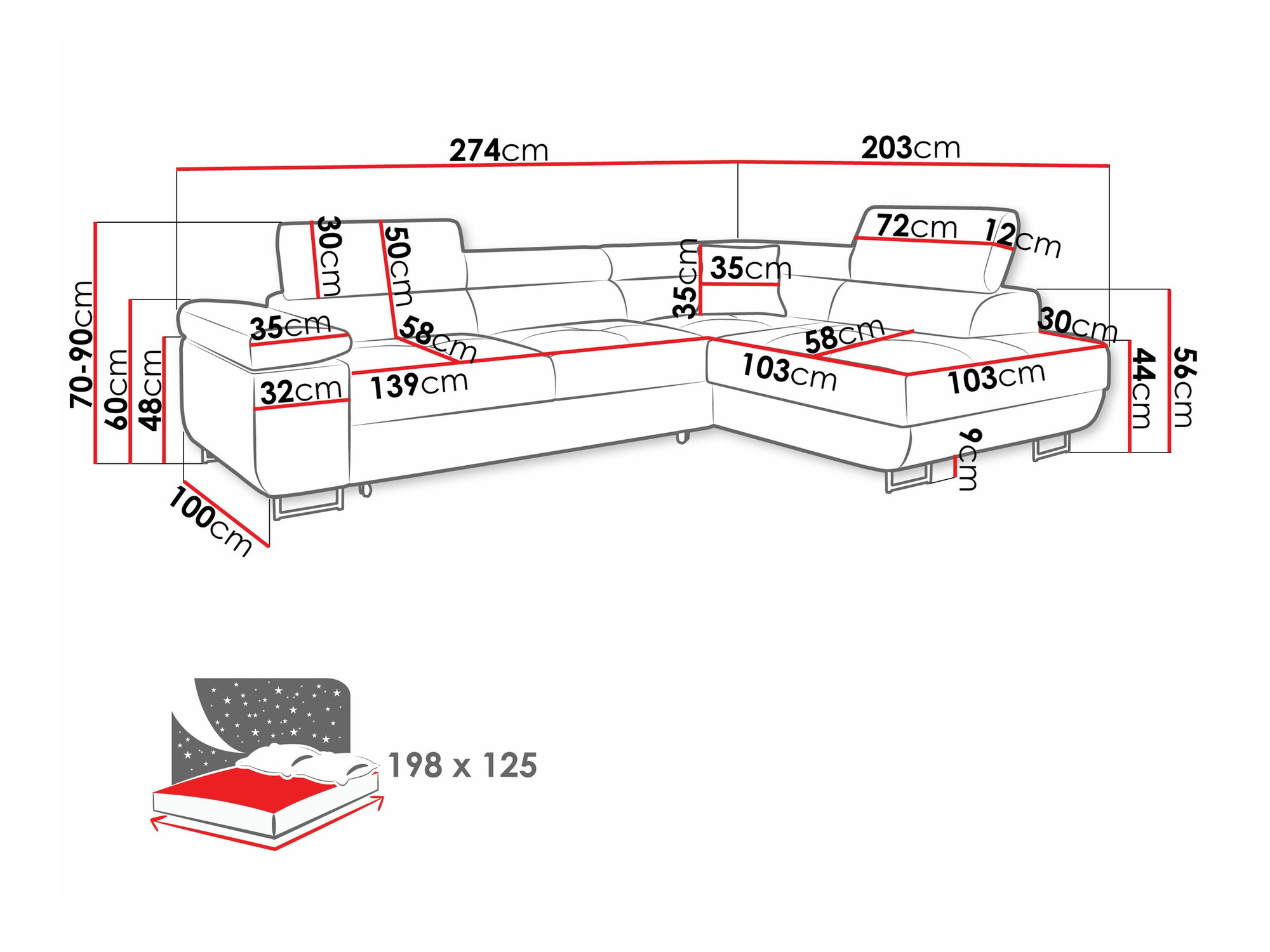 Ugaona sofa Comfivo Eliferu 100 (Poso 14)