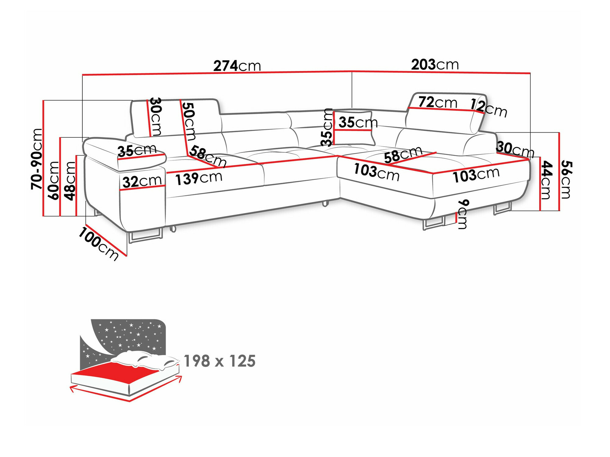 Ugaona sofa Comfivo Eliferu 100 (Poso 14)