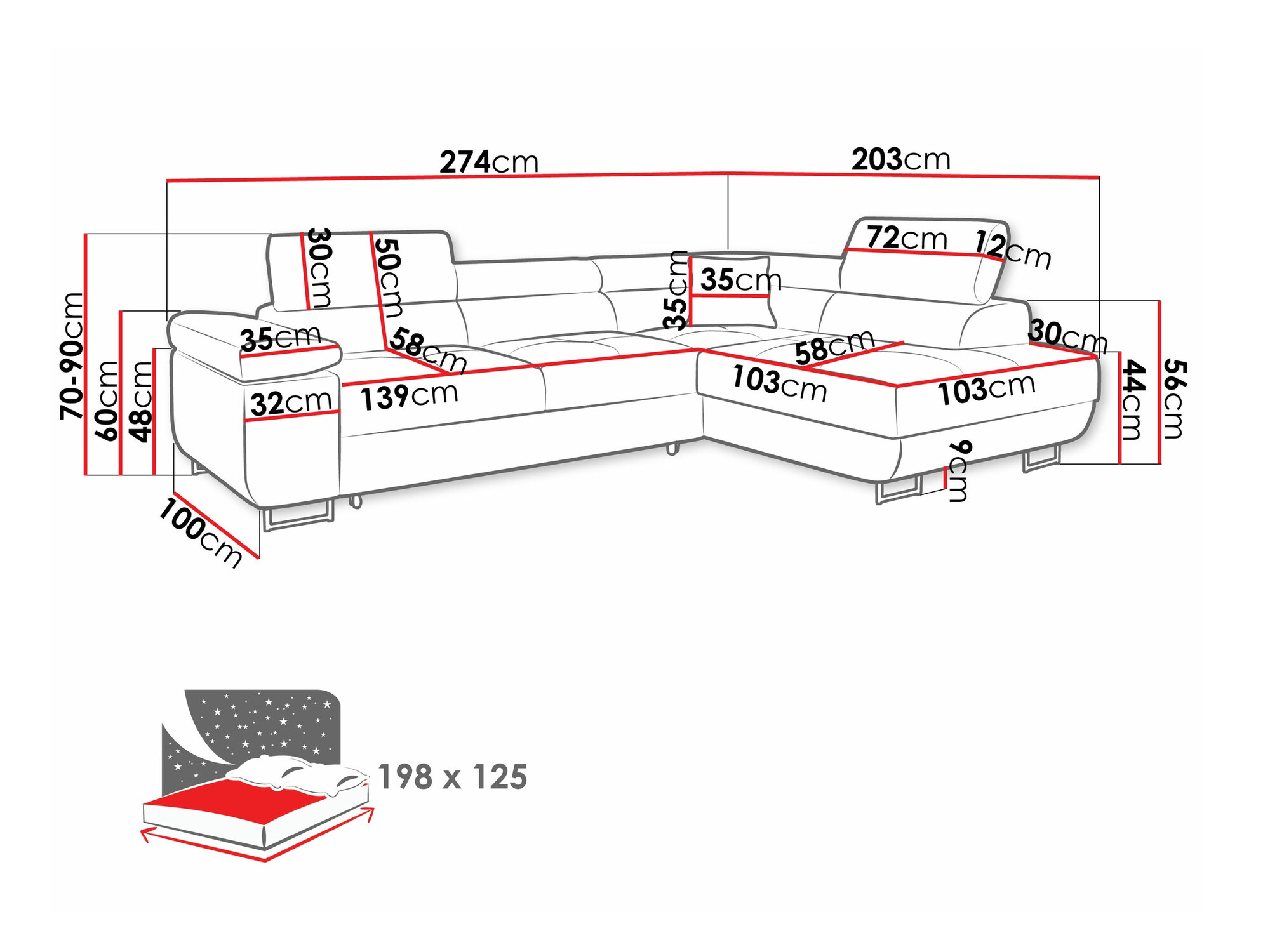 Ugaona sofa Comfivo Eliferu 100 (Poso 39)