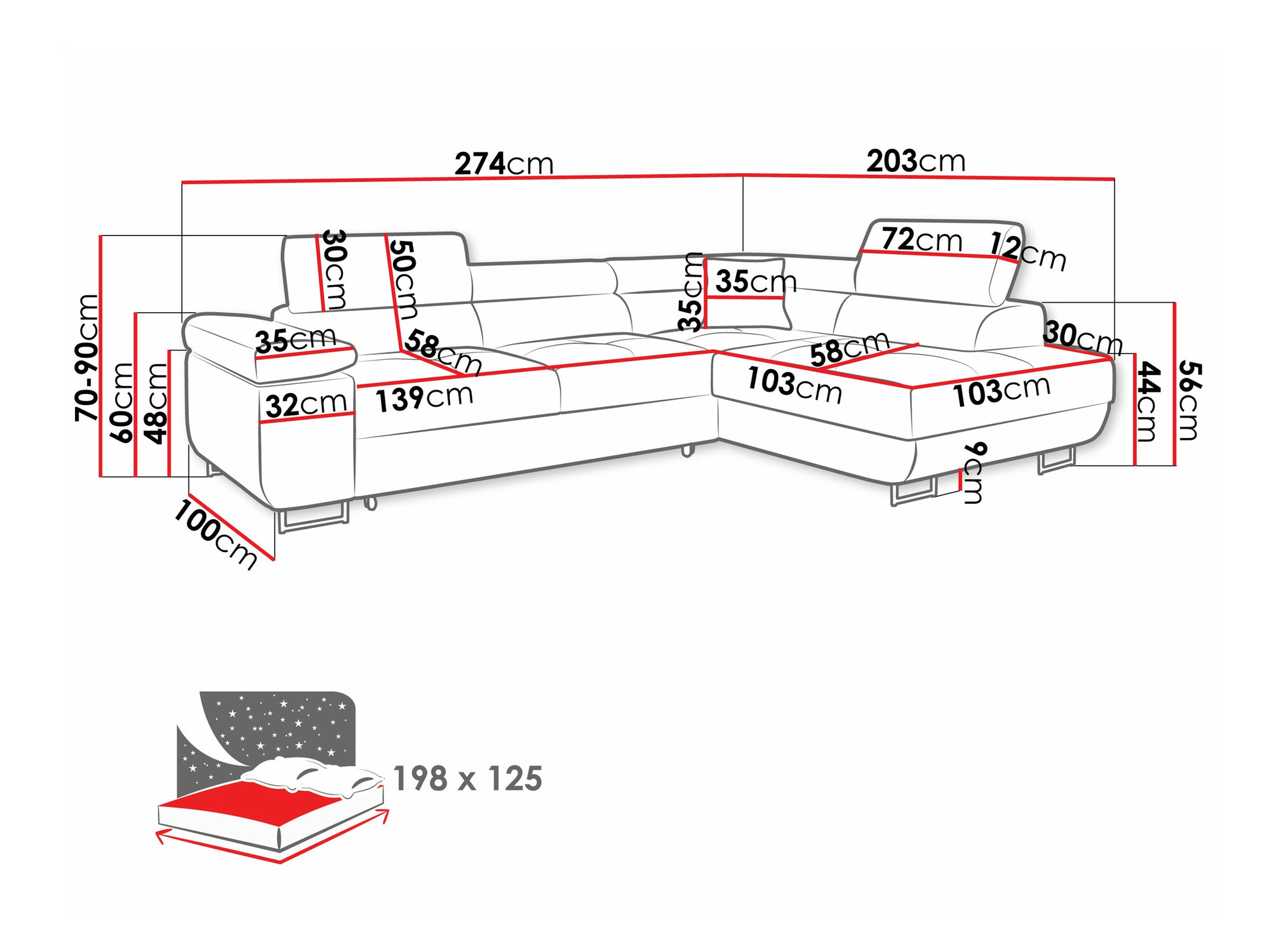 Ugaona sofa Comfivo Eliferu 100 (Poso 47)
