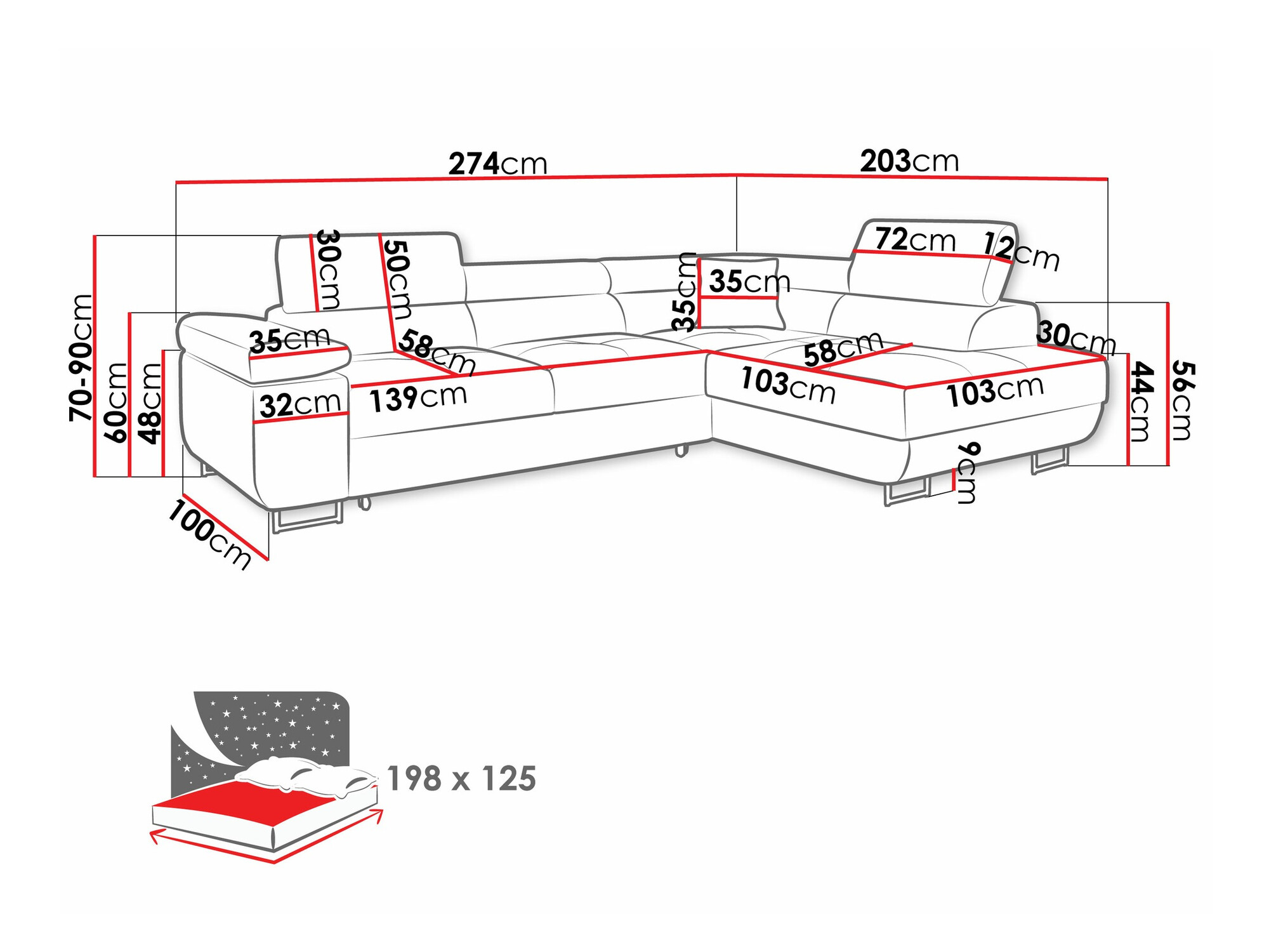 Ugaona sofa Comfivo Eliferu 100 (Soft 011 + Lux 06)