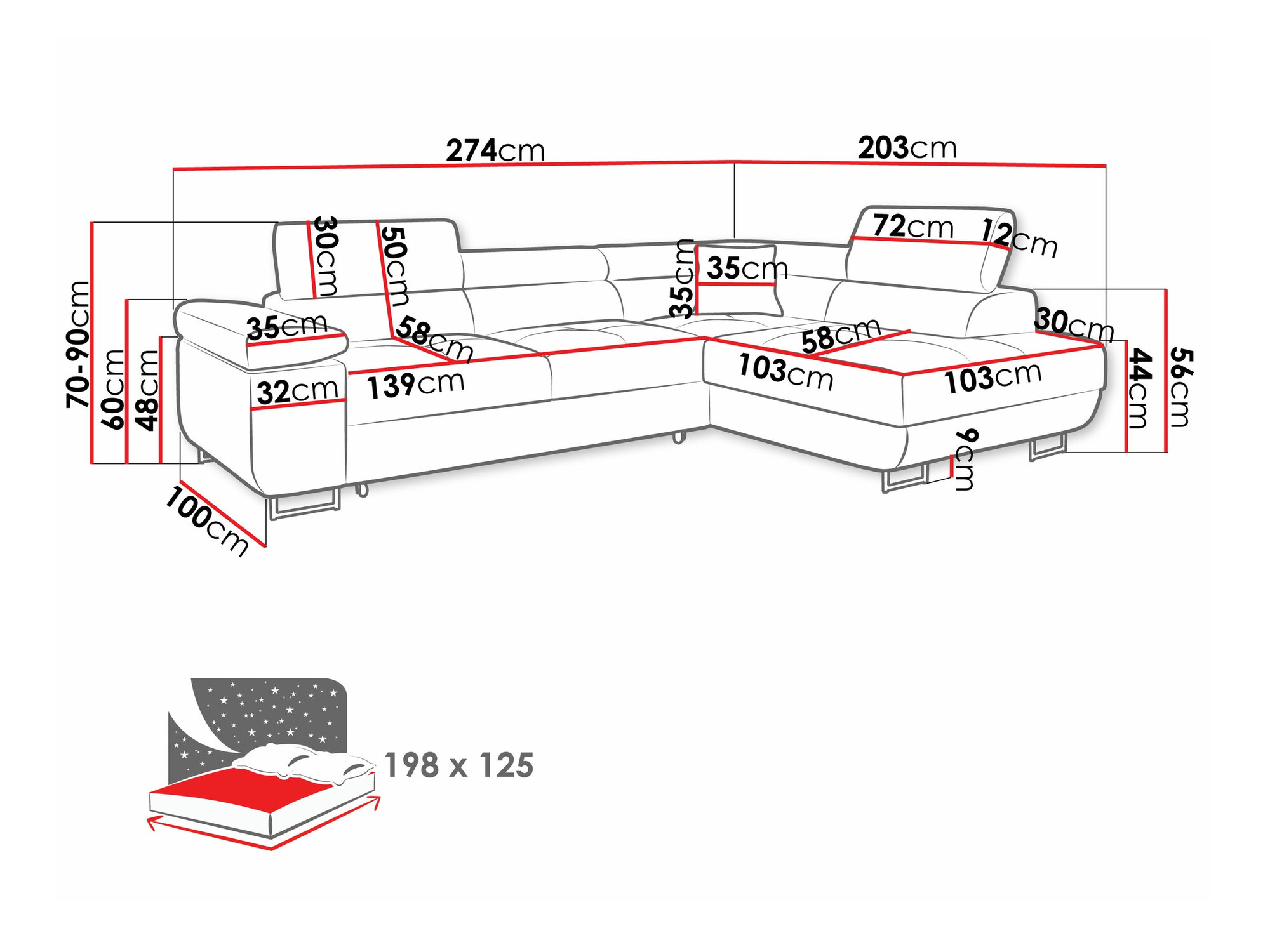 Ugaona sofa Comfivo Eliferu 100 (Soft 011 + Lux 06)