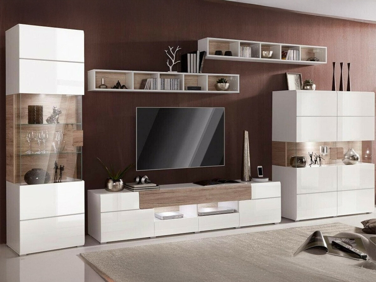 Zidna polica Torsone 105 (Belo + Hrast San Remo)