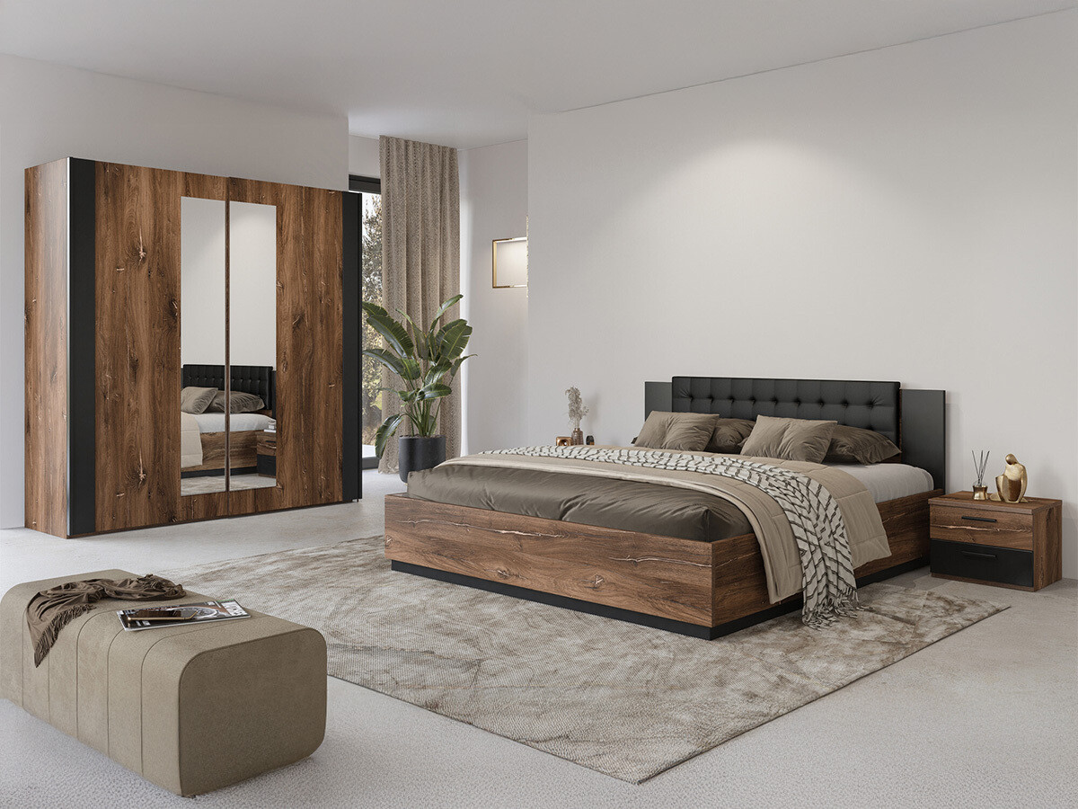 Noćni ormarić Felelie 101 (Tamus Flagstaf hrast + Srebrna)