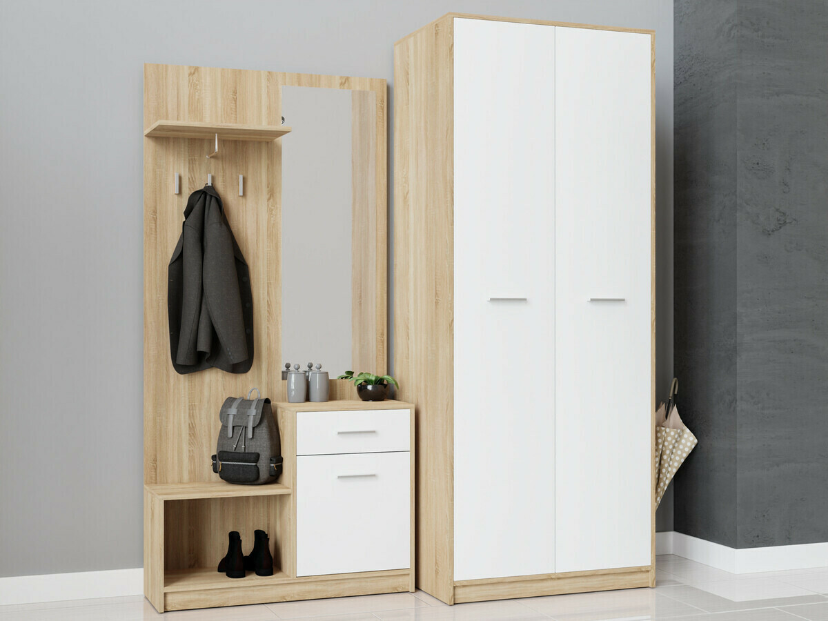 Set za hodnik Novsore 146 (Sonoma hrast + Belo)