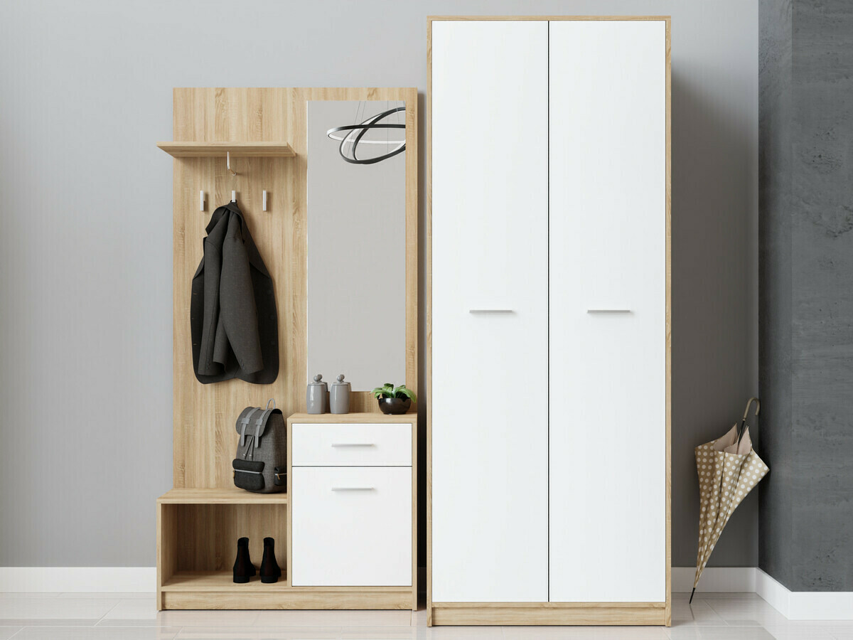 Set za hodnik Novsore 146 (Sonoma hrast + Belo)