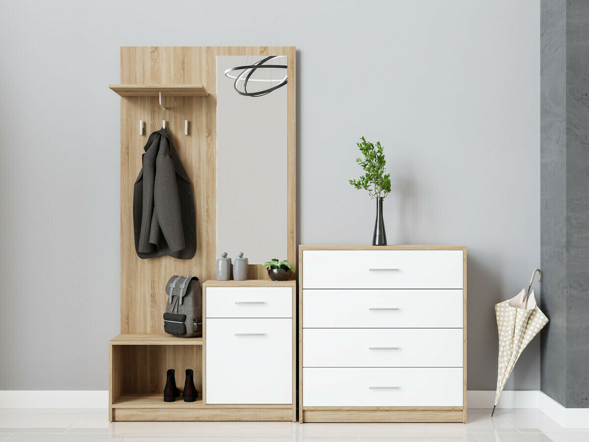 Set za hodnik Novsore 148 (Sonoma hrast + Belo)