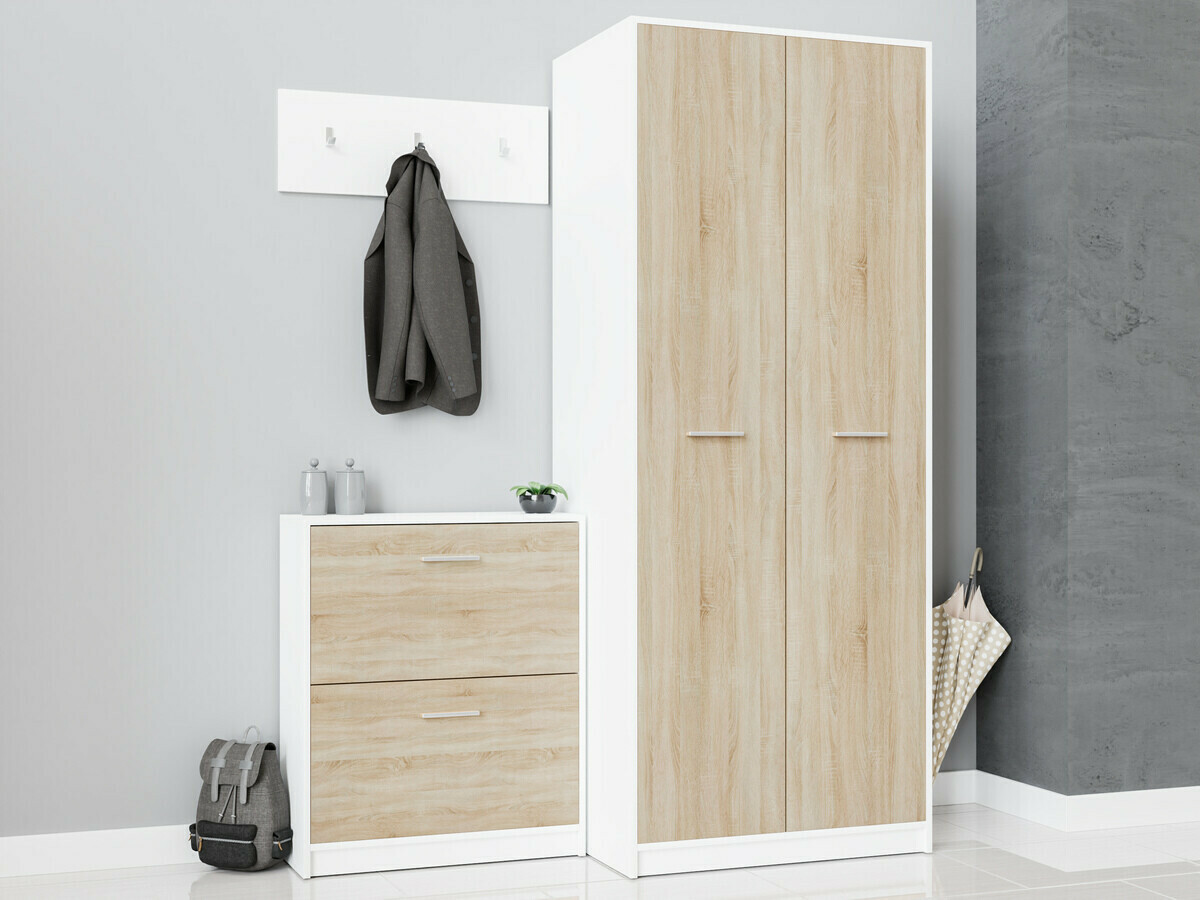 Set za hodnik Novsore 150 (Belo + Sonoma hrast)