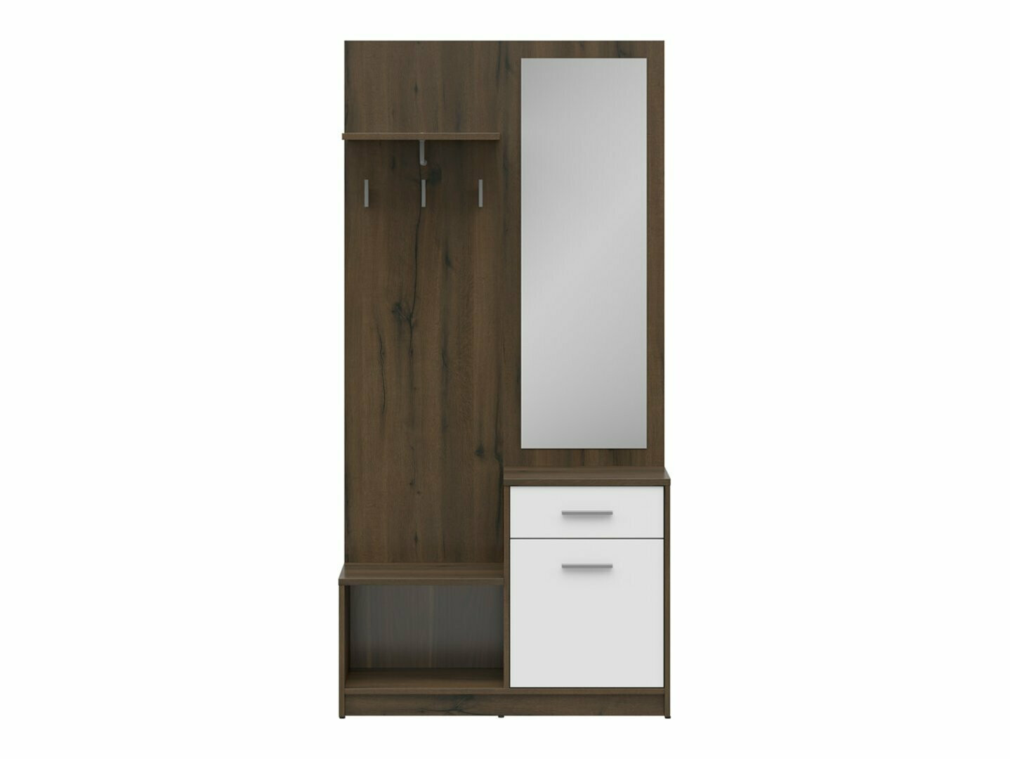 Set za hodnik Novsore 121 (Tamni hrast + Belo)