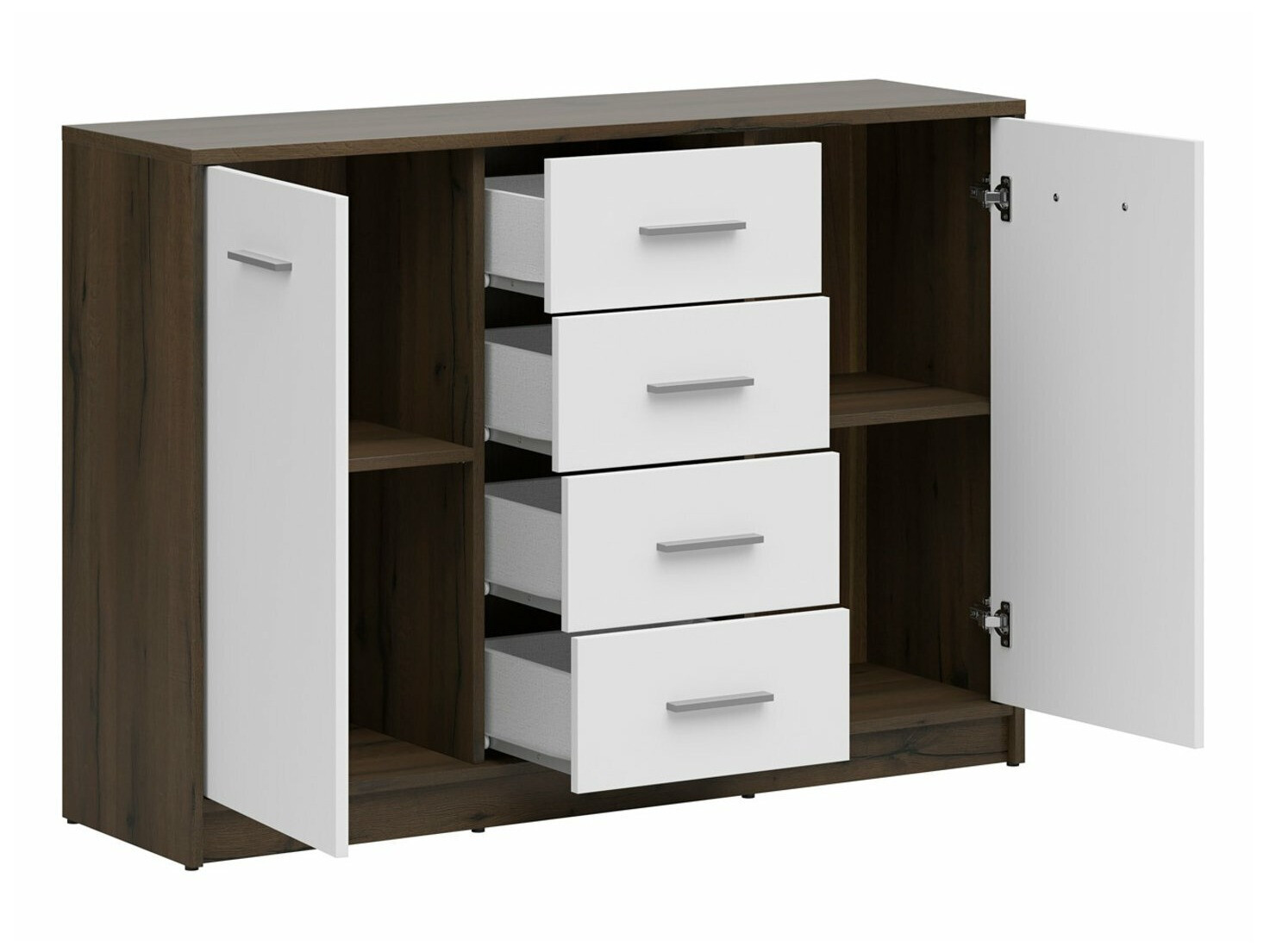 Komoda Novsore 118 (Tamni hrast + Belo)